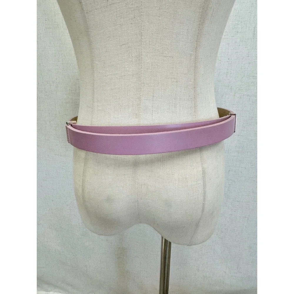 Lauren Ralph Lauren Italian Leather Purple Metal Bar Belt Adjustable L/XL Preppy
